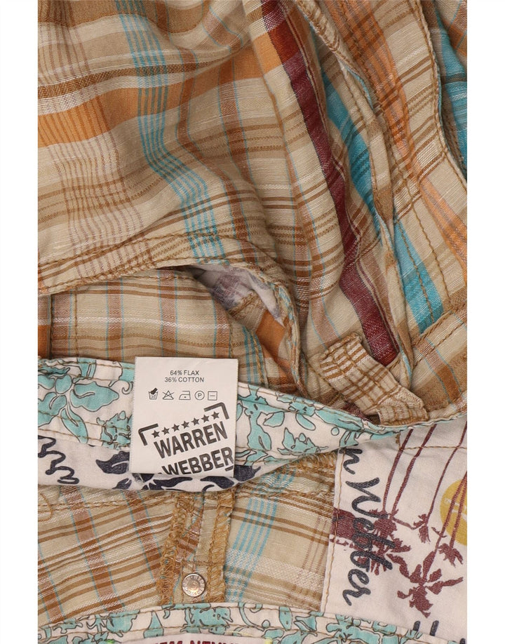 Shorts cargo masculino Warren Webber XL W36 bege xadrez linho
