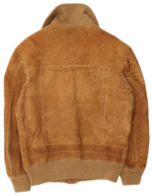 Jaqueta bomber masculina vintage de camurça UK 38 marrom médio