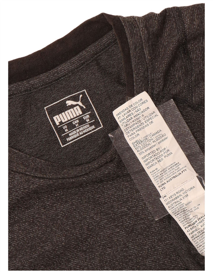 Camiseta masculina PUMA com estampa gráfica de algodão manchado cinza médio