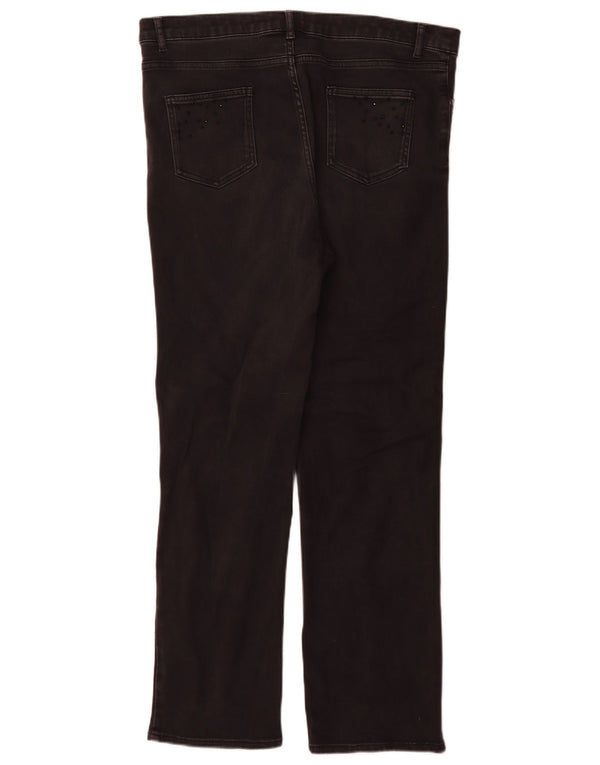 Calça jeans feminina Marks & Spencer Per Una Straight UK 16 grande W34 L30 preta