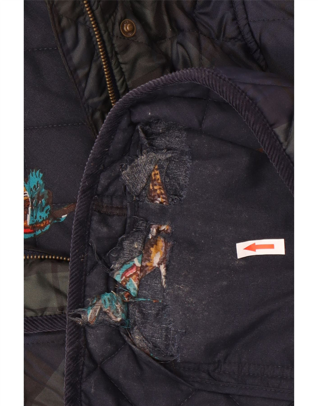 Jaqueta acolchoada feminina Joules UK 18 XL poliéster xadrez azul marinho