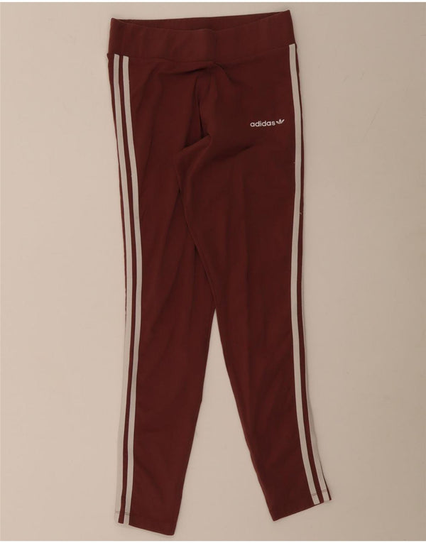 Leggings Adidas Femininas UK 10 Pequenas Borgonha Algodão