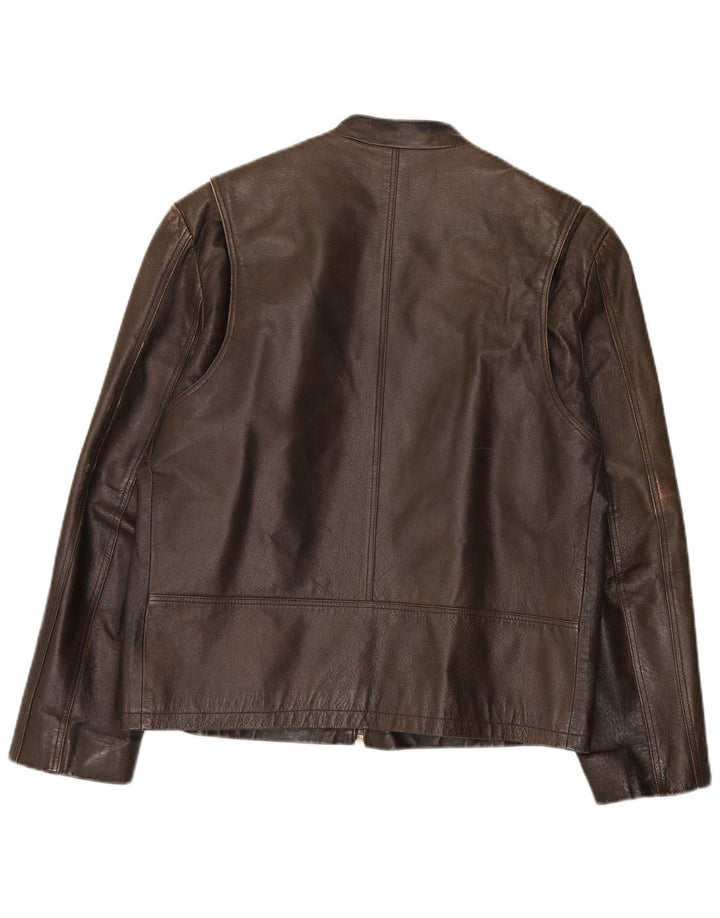 Jaqueta de couro masculina Route 66 UK 40 grande couro marrom