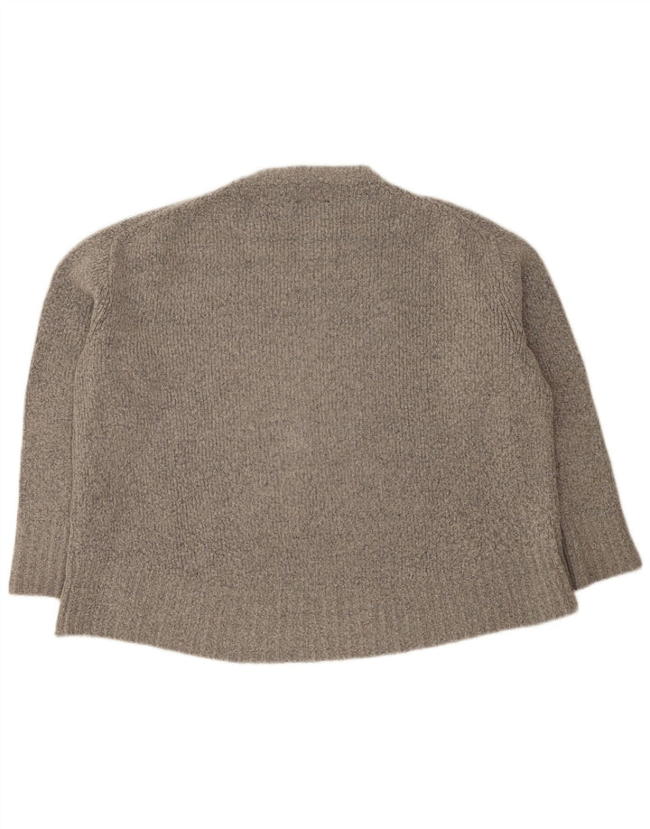Zara Suéter feminino oversized com gola redonda Reino Unido 10 pequeno cinza acrílico