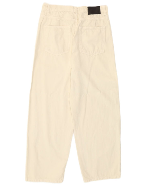 Stefanel Womens Crop High Rise Loose Jeans W28 L26 Off White