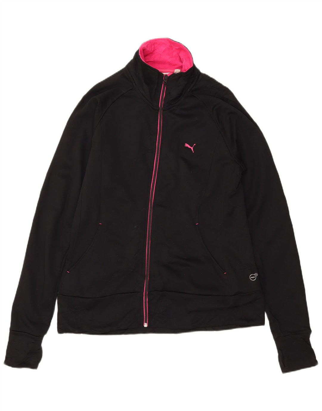 PUMA Womens Tracksuit Top Jacket UK 14 Médio Preto Poliéster