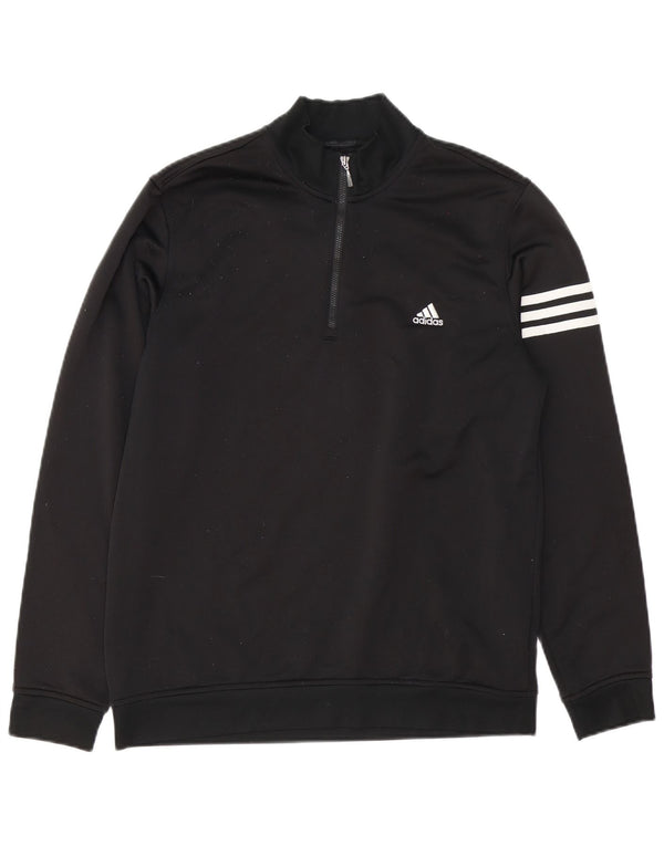 Adidas Mens Climalite Zip Neck Moletom Jumper Médio Preto Poliéster