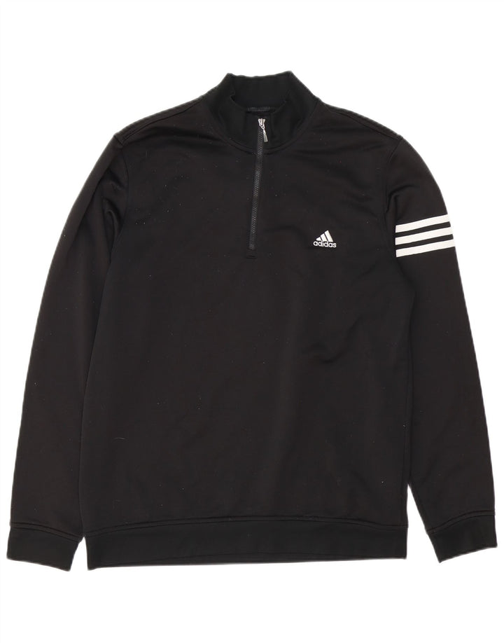 Adidas Mens Climalite Zip Neck Moletom Jumper Médio Preto Poliéster