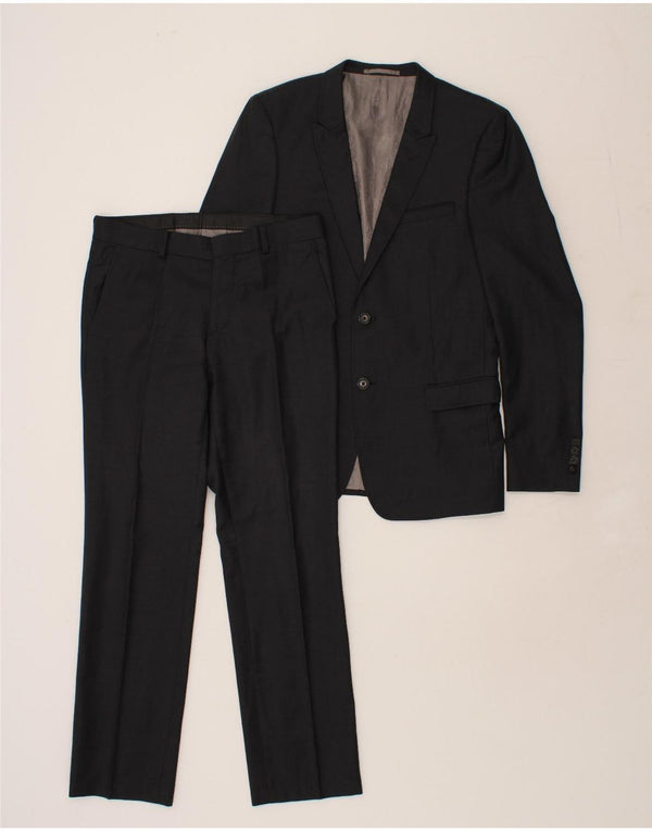 Terno masculino CHROM com 2 botões e 2 peças Reino Unido 38 médio W32 L30 preto
