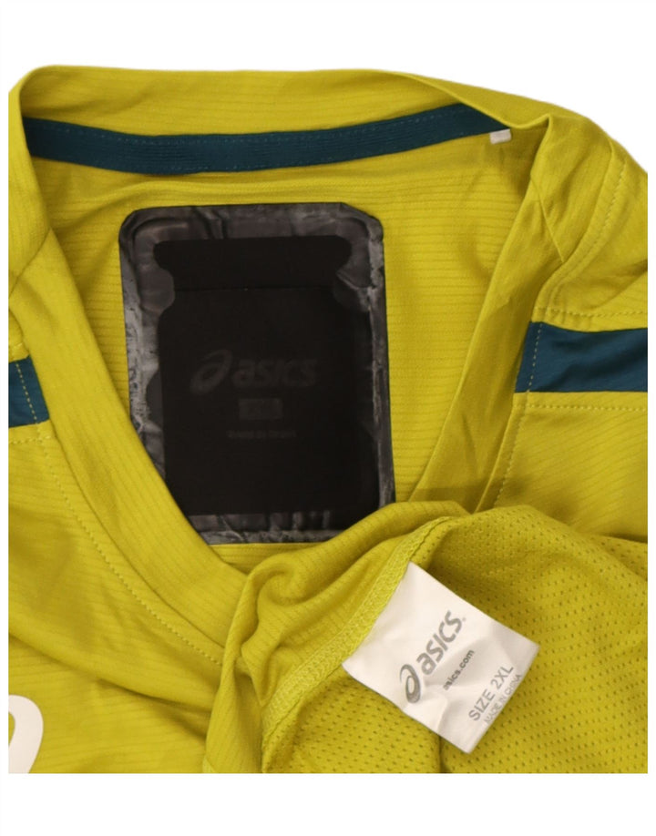 Camiseta gráfica masculina Asics Top 2XL amarelo colorblock poliéster