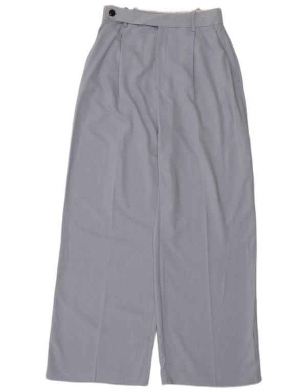 Calça feminina Zara com cintura alta e cintura alta grande W30 L33 azul