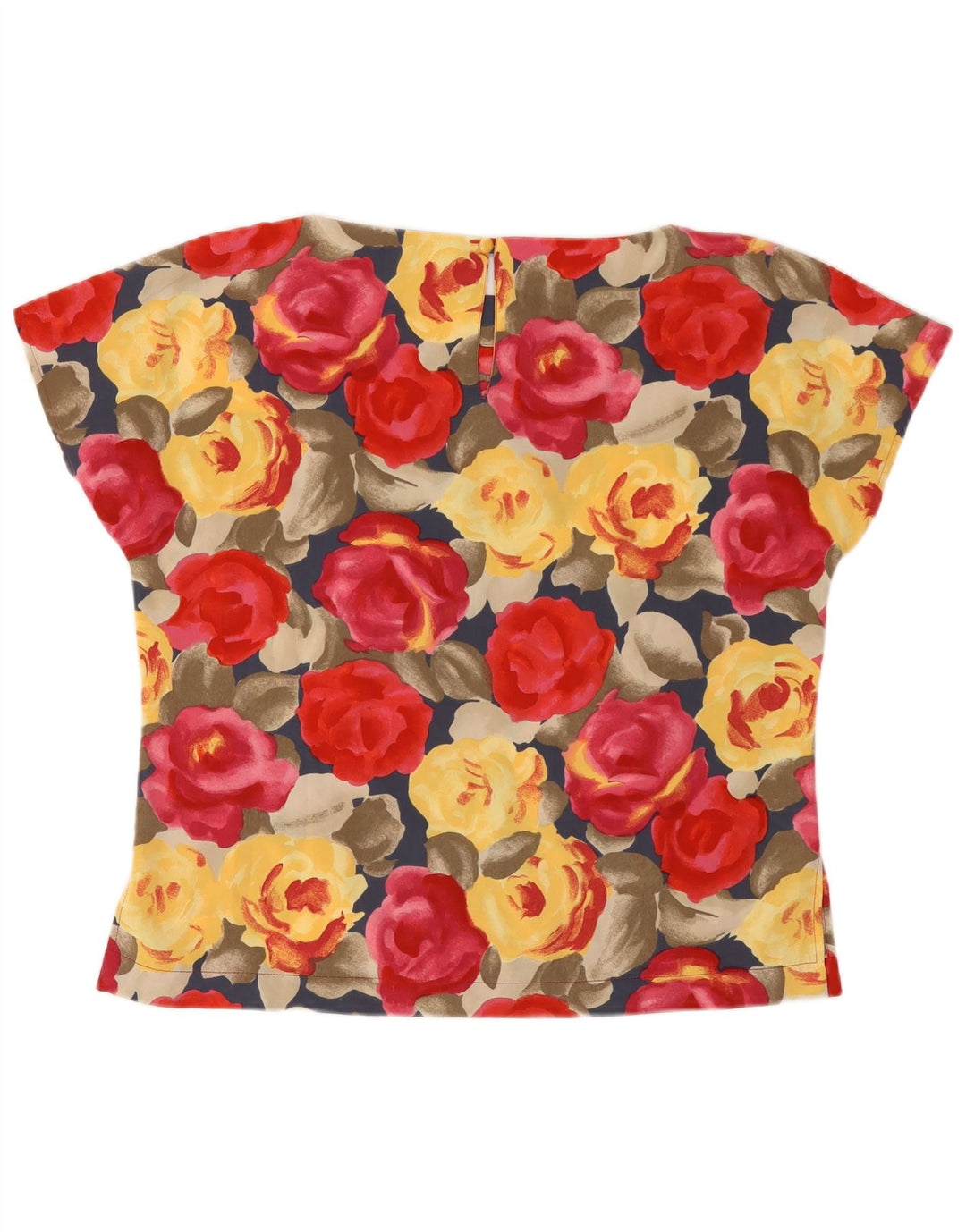 Blusa feminina vintage IT 46 grande poliéster floral multicolorido