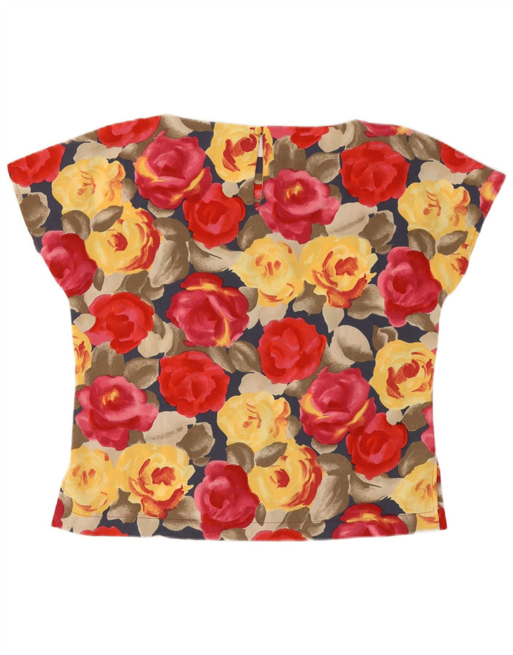 Blusa feminina vintage IT 46 grande poliéster floral multicolorido