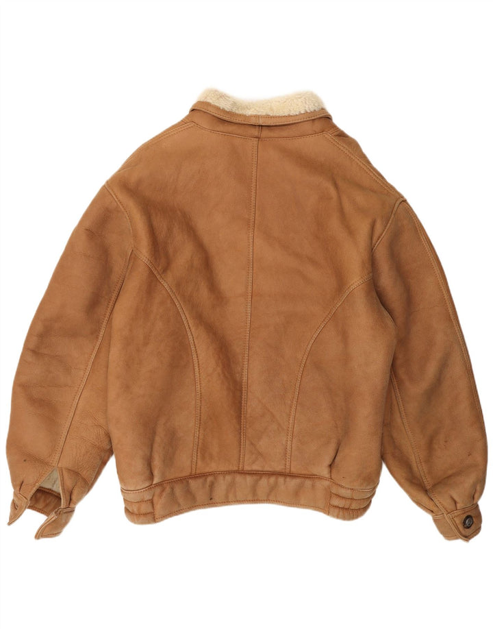 Jaqueta masculina vintage de shearling IT 48 bege médio