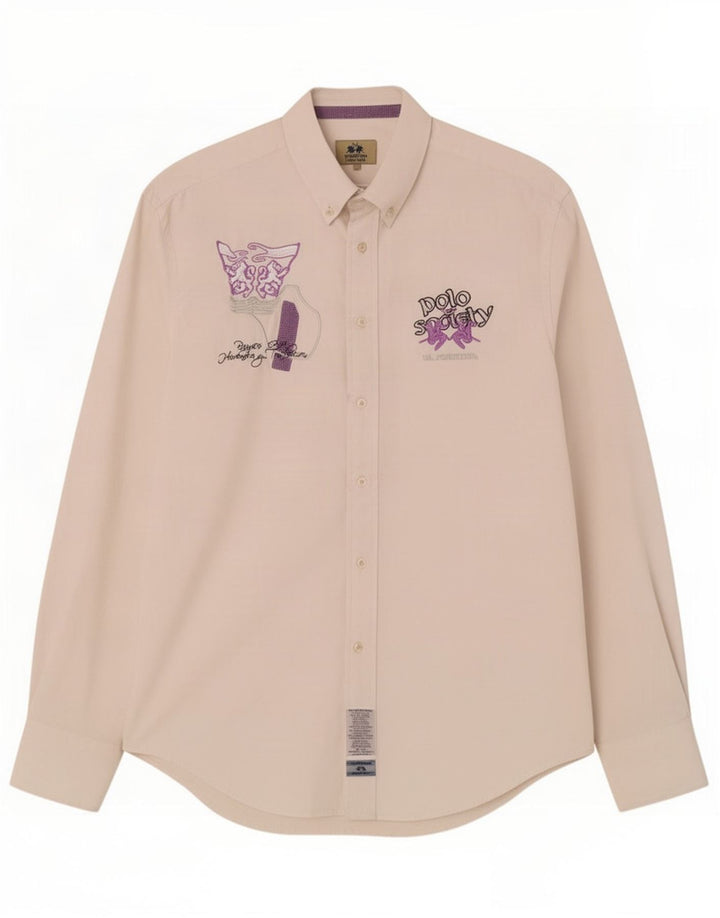 Camisa gráfica masculina La Martina grande algodão branco