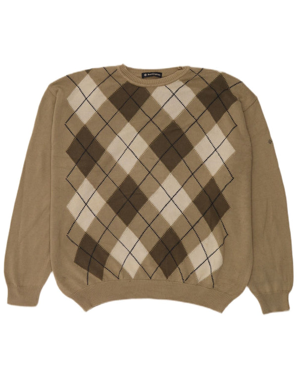 Suéter masculino Burlington com gola redonda EU 54 XL Verde Argyle/Diamante