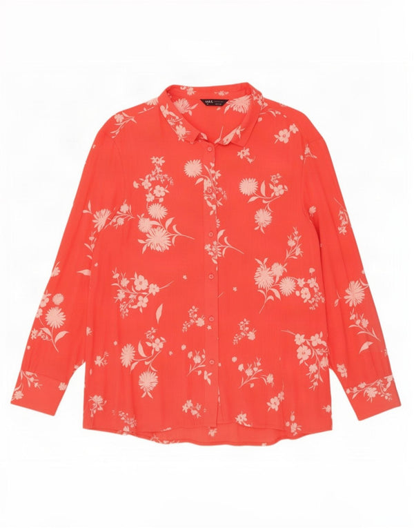 Camisa oversized feminina Marks & Spencer Reino Unido 18 XL laranja floral viscose