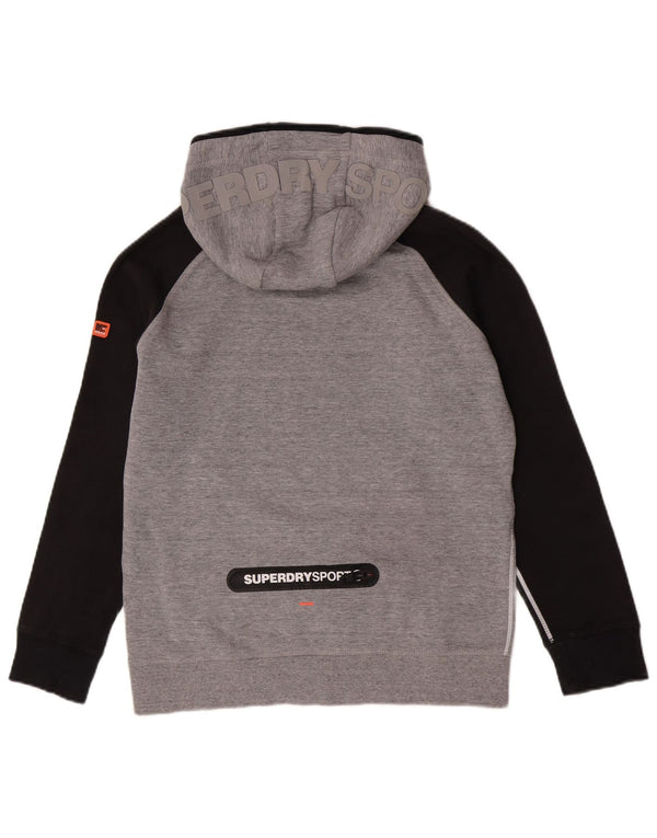 Superdry feminino gráfico moletom com capuz UK 18 XL cinza colorblock algodão