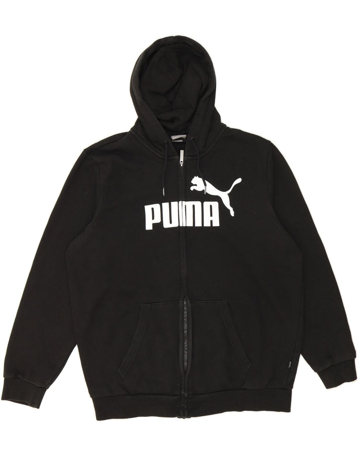 PUMA Mens Graphic Zip Hoodie Sweater Large Black Cotton Vintage Puma and Second-Hand Puma from Messina Hembry 