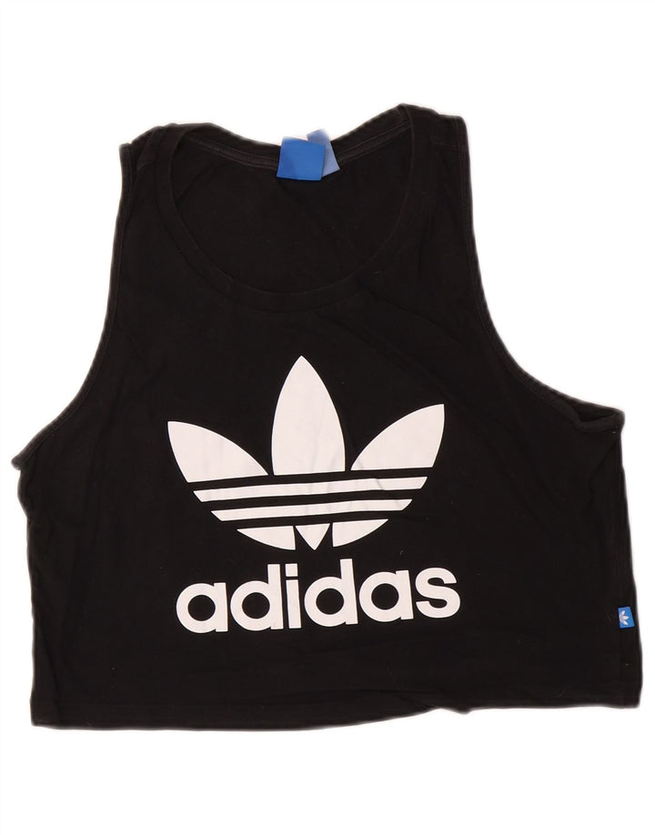 Adidas Womens Crop Graphic Vest Top UK 12 Médio Preto