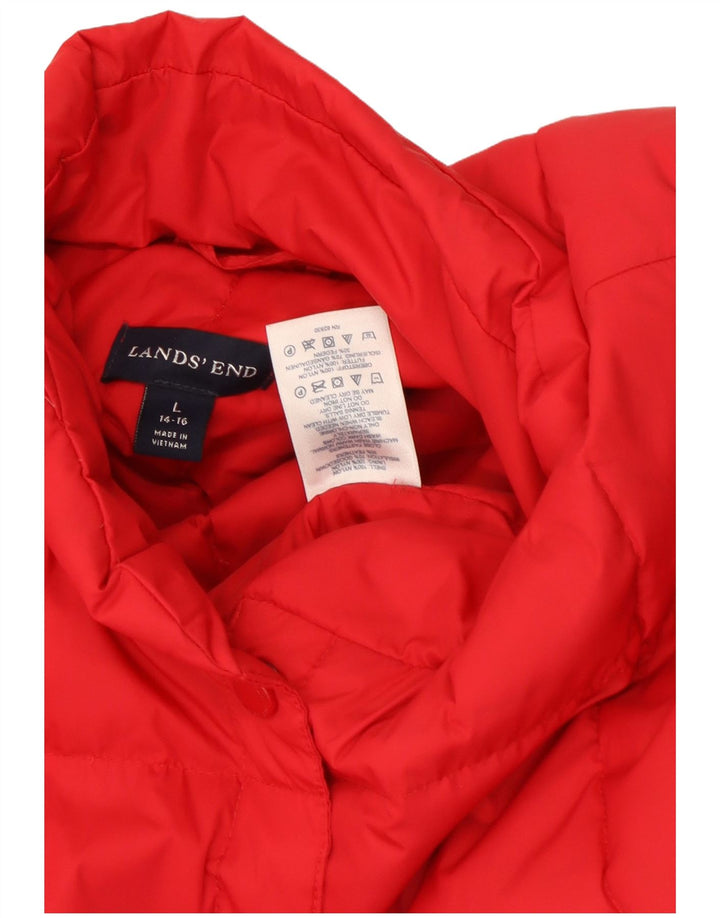 Colete acolchoado feminino Lands End UK 16 grande nylon vermelho