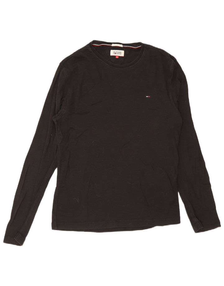 Top masculino Tommy Hilfiger manga comprida grande algodão preto