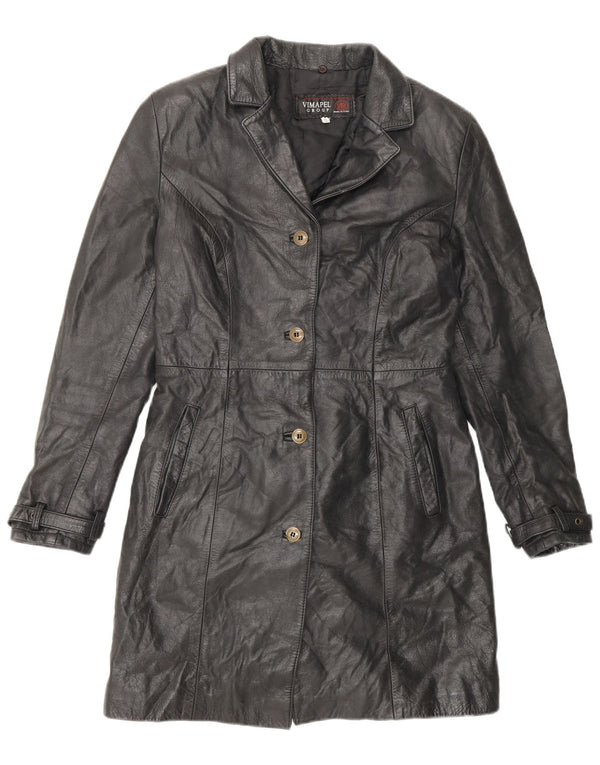 Casaco de couro feminino Vimapel UK 10 pequeno preto clássico