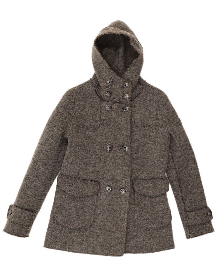 Casaco feminino com capuz Gas UK 14 lã cinza médio