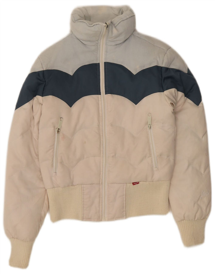 Jaqueta acolchoada feminina Levi's UK 6 XS branco colorblock poliéster