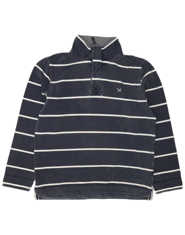 Crew Clothing Mens moletom com zíper e gola alta listrado azul marinho
