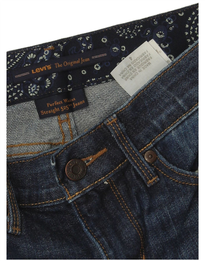 Levi's feminino 525 jeans retos US 4 pequeno W28 L28 algodão azul marinho
