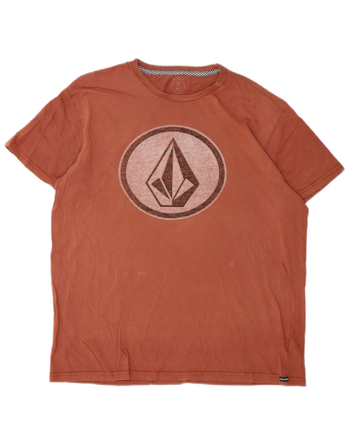 Camiseta masculina gráfica Volcom grande algodão marrom