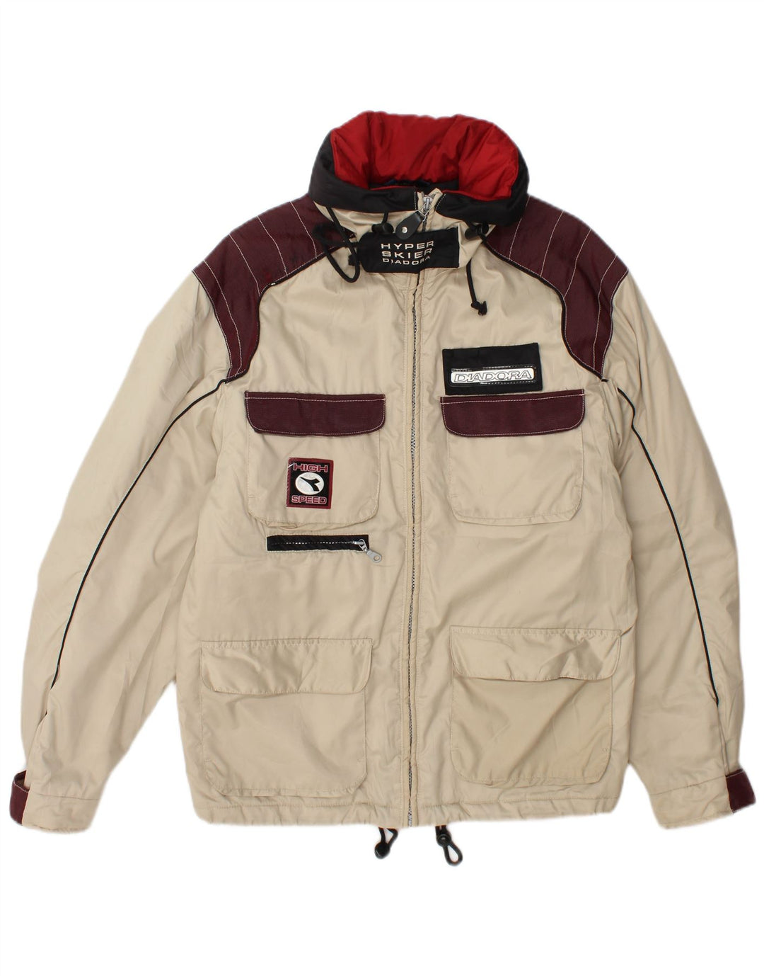 Diadora Mens Graphic Ski Jacket Pequeno Poliéster Colorblock Branco