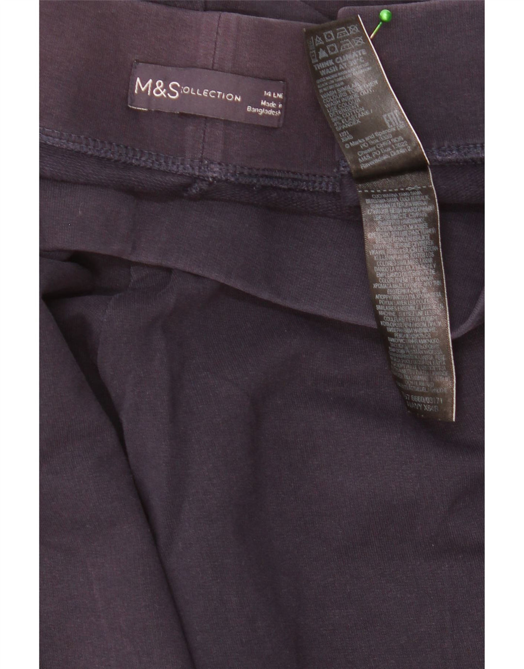 Leggings femininas Marks & Spencer Reino Unido 14 grande algodão azul marinho