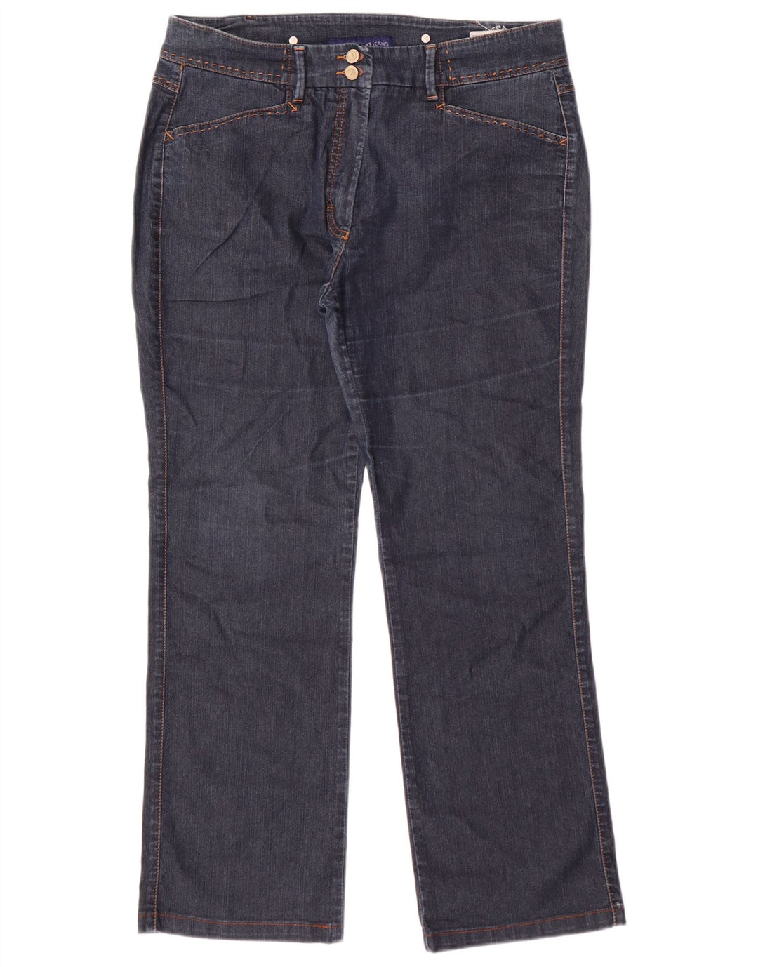 Jeans retos femininos Trussardi W32 L27 algodão azul marinho