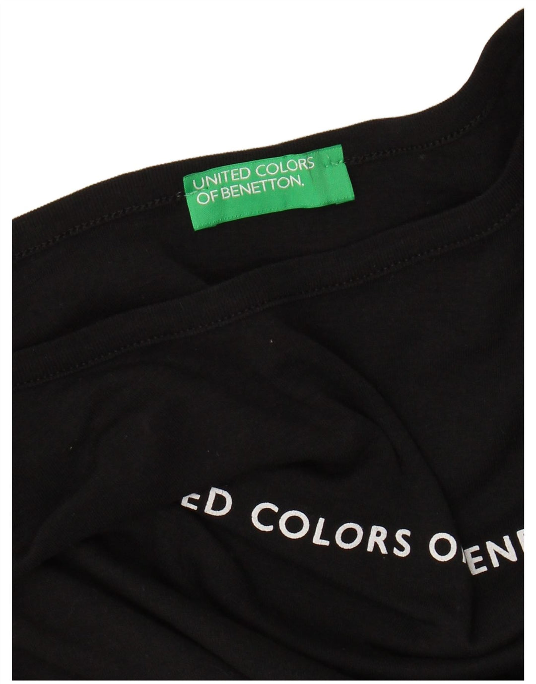 Top gráfico feminino BENETTON manga 3/4 Reino Unido 8 pequeno preto
