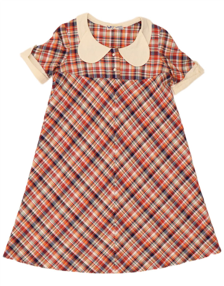 Vestido feminino vintage evasê US 4 pequeno xadrez vermelho