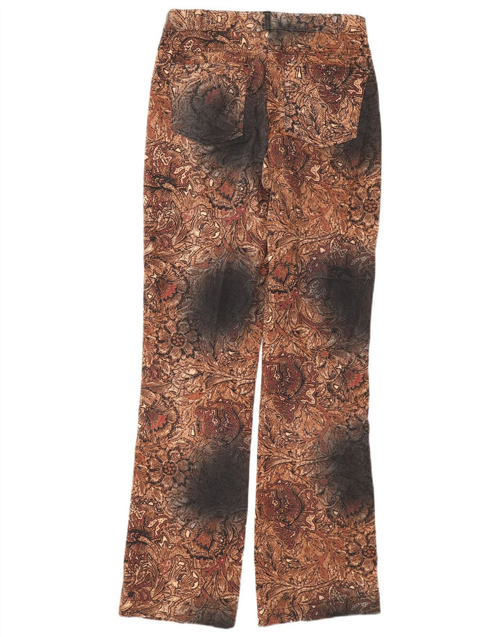 Calça feminina GIANI FEROTI casual reta pequena W26 L30 marrom paisley