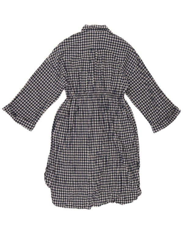 Vestido camisa feminino Zara manga comprida Batwing Reino Unido 10 pequeno xadrez azul