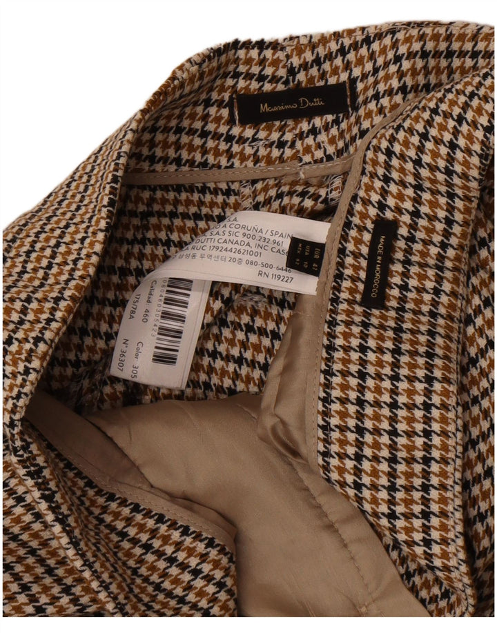 Calça chino feminina Massimo Dutti UE 42 grande W32 L32 marrom houndstooth