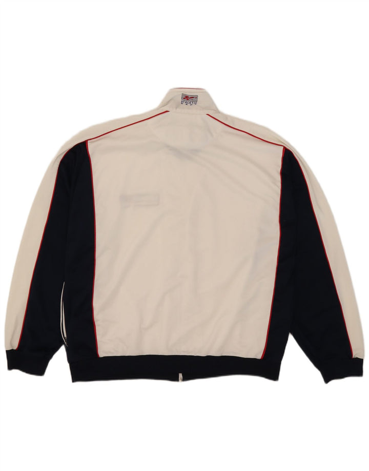 Reebok Mens Tracksuit Top Jacket Grande Branco Colorblock Poliéster