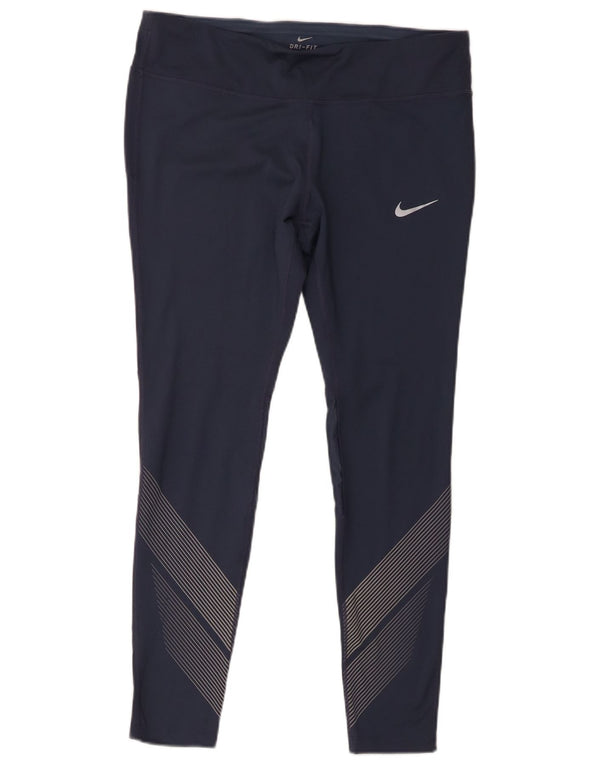 Leggings Nike Dri Fit Feminino UK 18 XL Azul Marinho Risca de Giz Poliéster