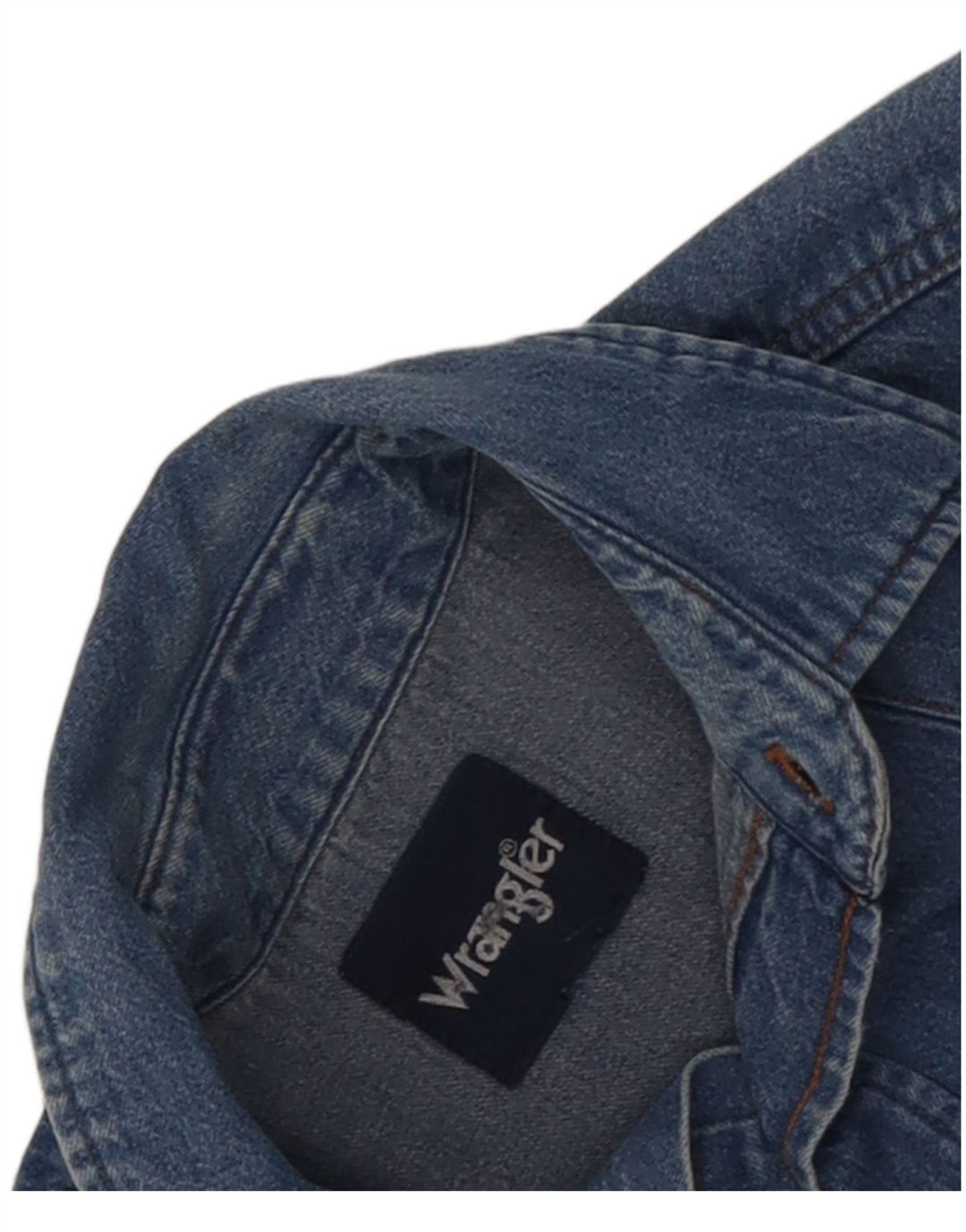 Camisa jeans masculina Wrangler azul médio