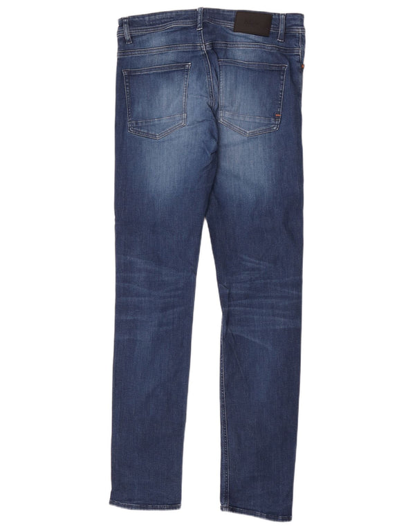 Hugo Boss feminino Delaware Slim Jeans W32 L34 azul algodão