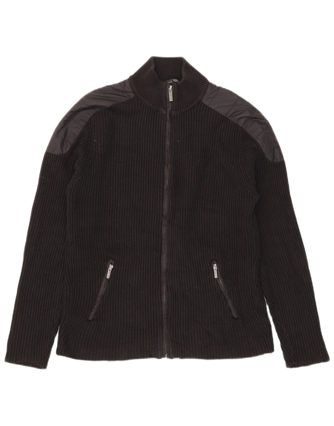 Suéter cardigã masculino Zara médio preto colorblock algodão