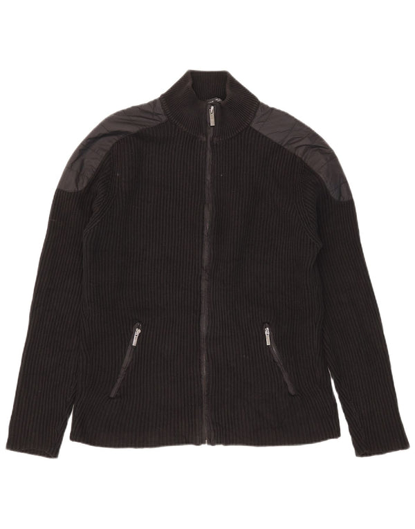 Suéter cardigã masculino Zara médio preto colorblock algodão