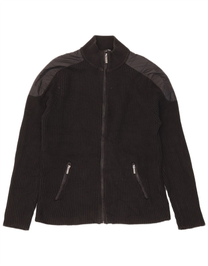 Suéter cardigã masculino Zara médio preto colorblock algodão