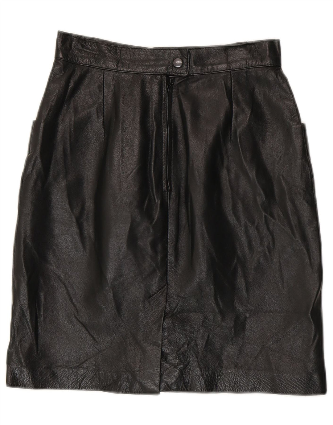 Saia feminina vintage de couro cintura alta IT 42 médio W24 preta