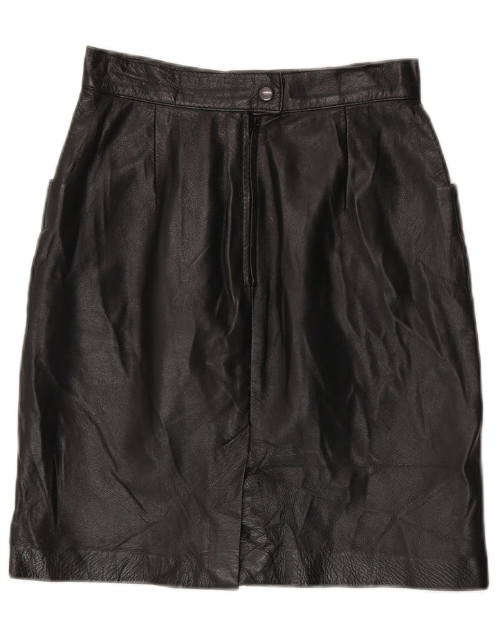 Saia feminina vintage de couro cintura alta IT 42 médio W24 preta