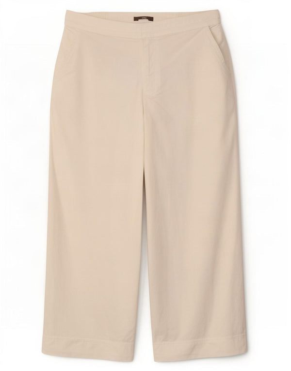 Calça casual feminina de perna larga Marks & Spencer UK 20 2XL W38 L28 branca